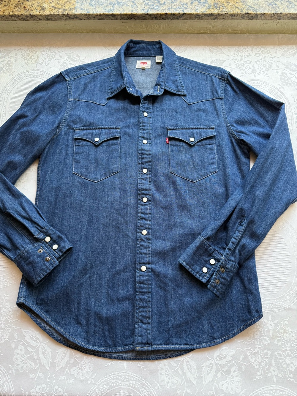 Levi's Y2K Vintage Slim Dark Blue Denim Western Button-Down Shirt Men’s Size M